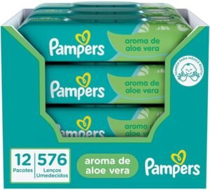 Pampers Lenços Umedecidos Aroma de Aloe Vera 48 Unidades (pacote de 12)