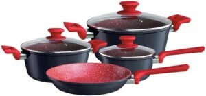 Euro Home - Conjunto de Panelas 4 peças de Alumínio com Antiaderente ColorStone Titânio - ALU8709-TI